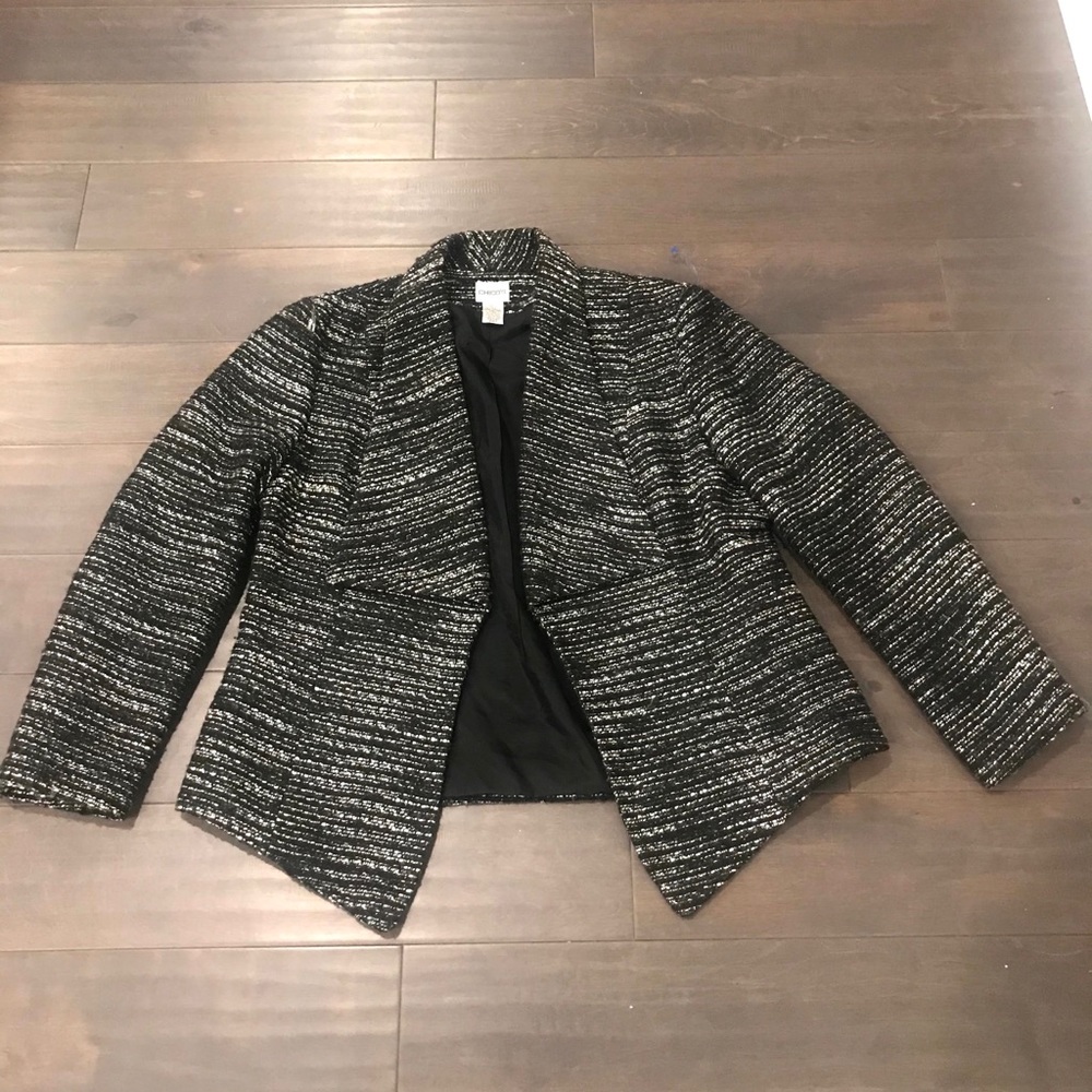 Chico's Black/White Blazer Sz 2 (Sz12)